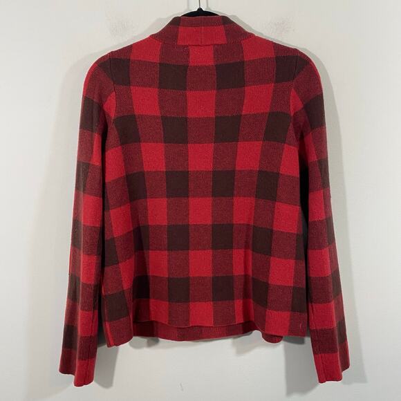 Field Flower Anthropologie Red Buffalo Plaid Wool Blend Mock Neck Sweater Size S - Picture 8 of 8